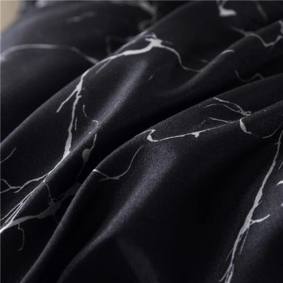 Black Marble Comforter Set Full Size, 3 Pieces Modern Pattern Soft Microfiber - Picture 6 of 8